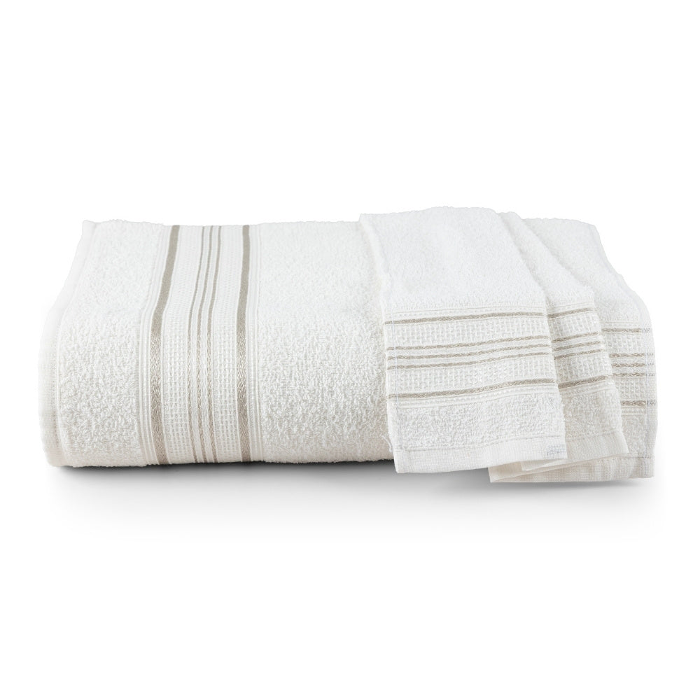 Jogo De Banho 2 Peças 280g/M² Rubi Toalhas 100% Algodão Off White