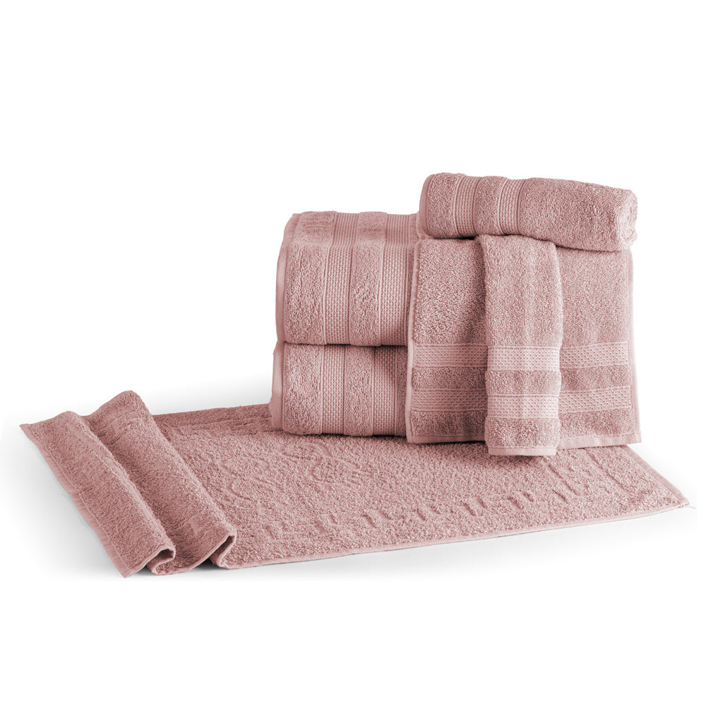 Jogo De Banho 5 Peças 430g/M² Comfort 100% Algodão Rosê