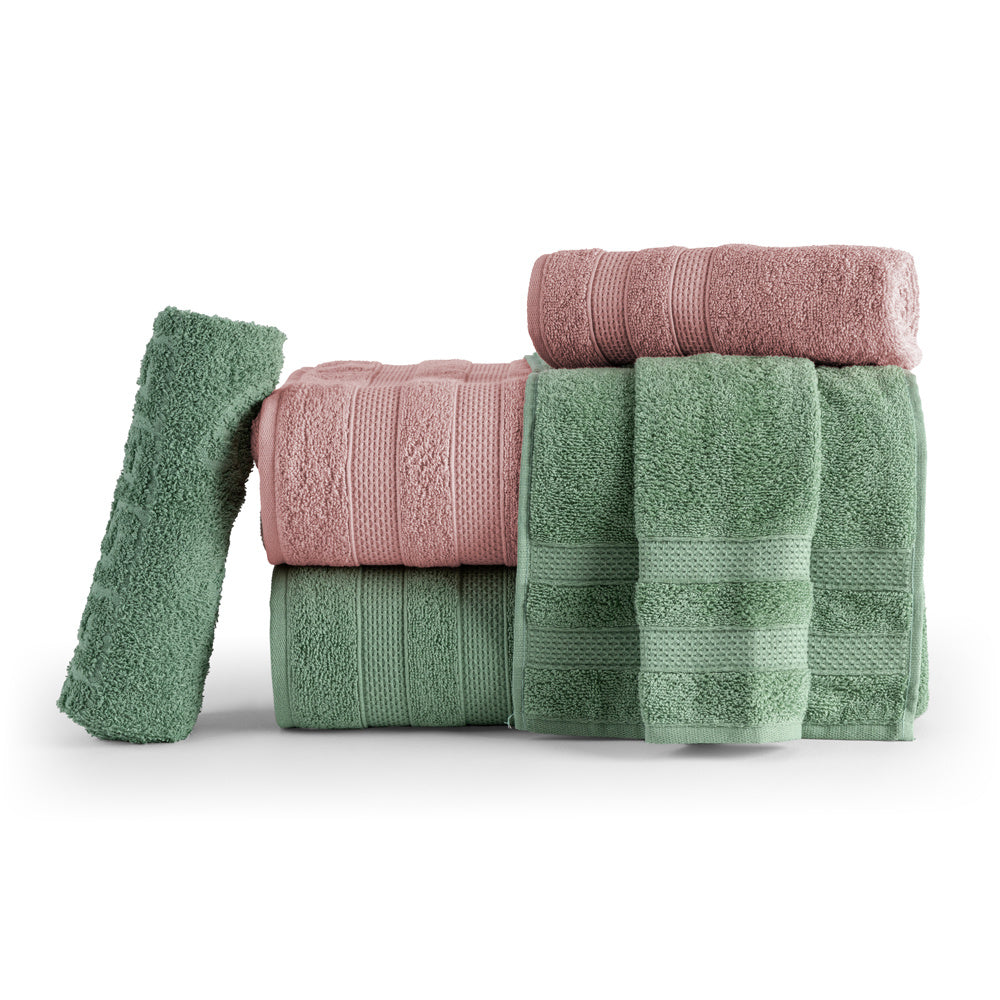 Jogo De Banho 5 Peças 430g/M² Comfort 100% Algodão Rosê/Verde