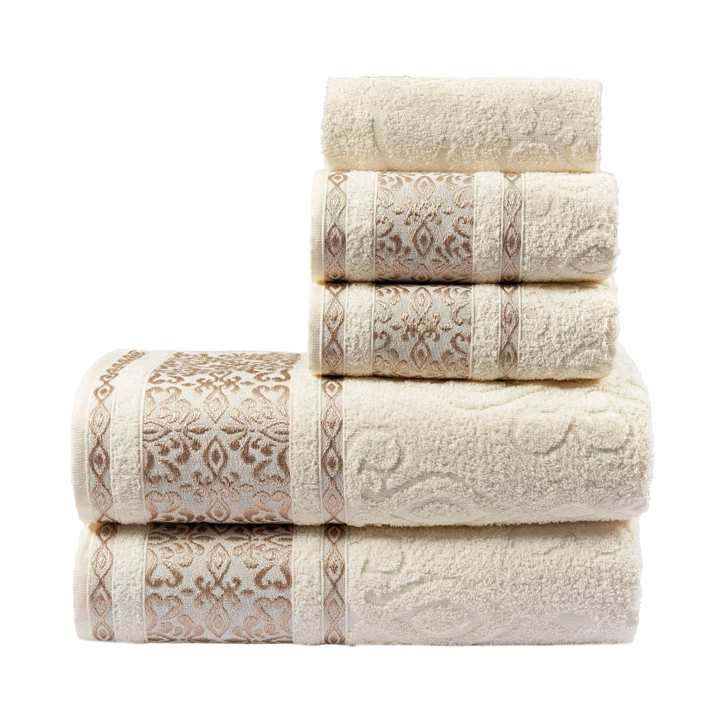 Jogo De Banho 5 Peças 450g/M² Essence Toalhas Banhão 100% Algodão Pérola