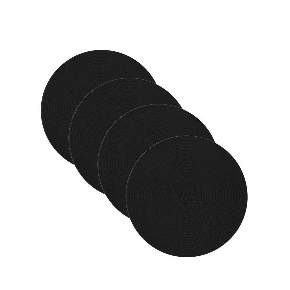 Kit Jogo Americano 4 Peças Redondo Sousplat Mesa Posta Preto