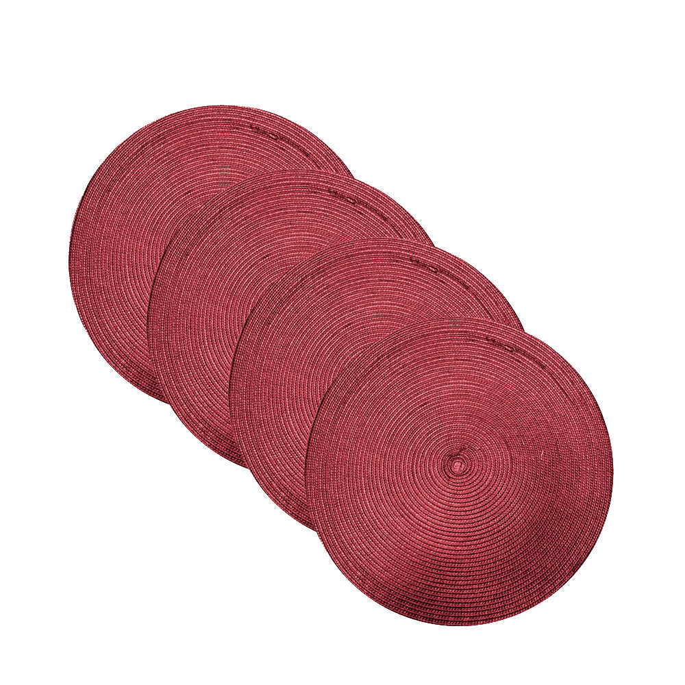 Kit Jogo Americano 4 Peças Redondo Sousplat Mesa Posta Vermelho