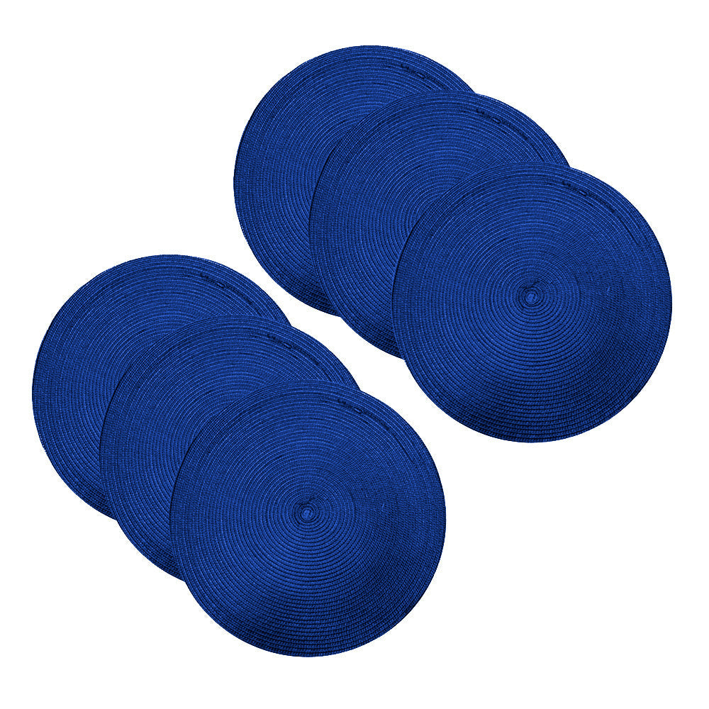 Kit Jogo Americano 6 Peças Redondo Sousplat Mesa Posta Azul