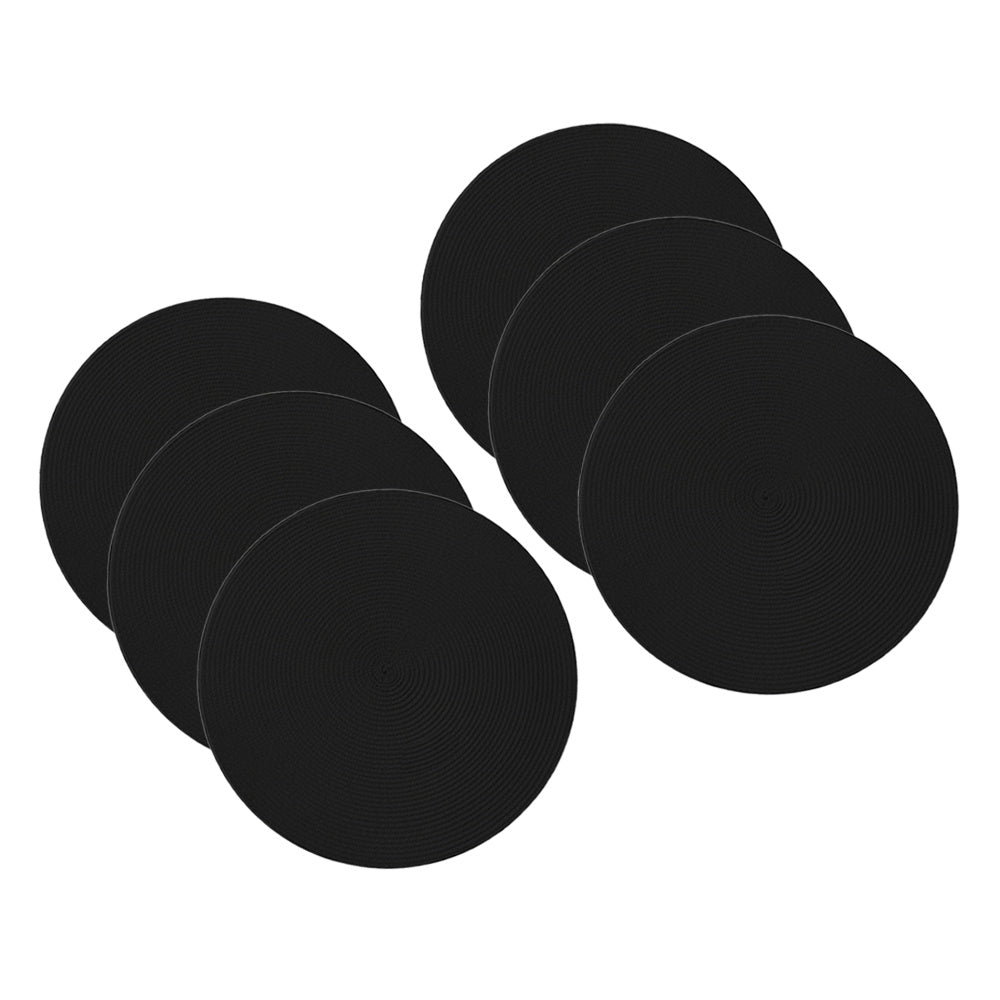 Kit Jogo Americano 6 Peças Redondo Sousplat Mesa Posta Preto