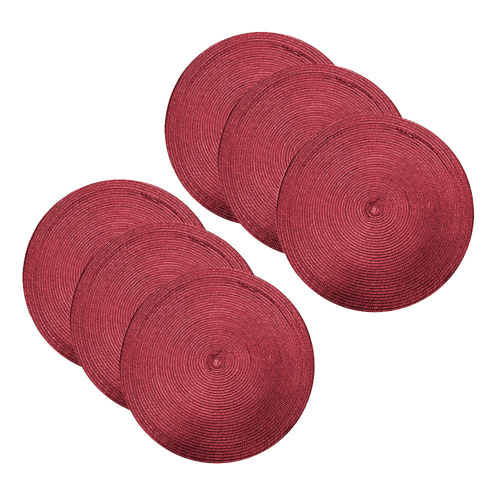 Kit Jogo Americano 6 Peças Redondo Sousplat Mesa Posta Vermelho