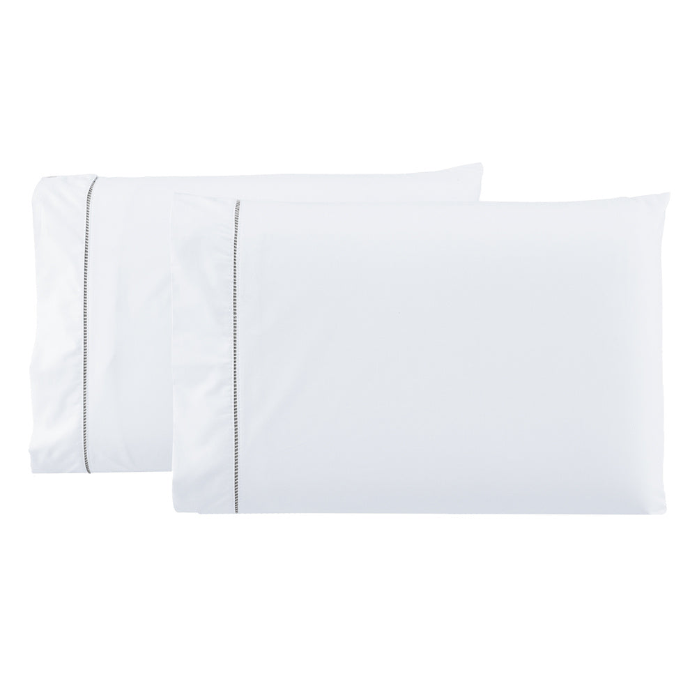 Par de Fronhas 50x70cm Percal 400 Fios Ponto Palito Branco