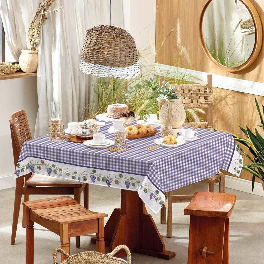 Toalha de Mesa 4 Lugares Basic 1,40x1,40m Estampada Uvas