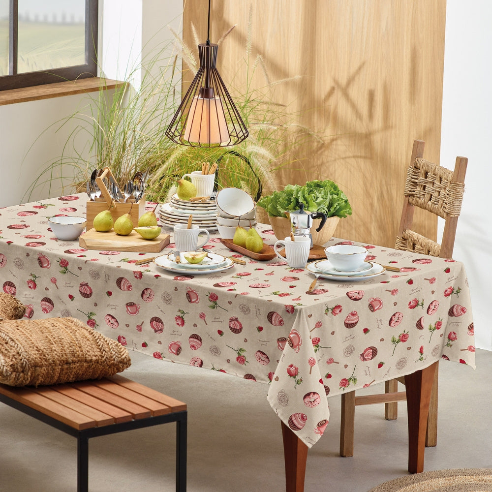 Toalha de Mesa 6 Lugares Basic 1,40x2,10m Estampada Café da Manhã