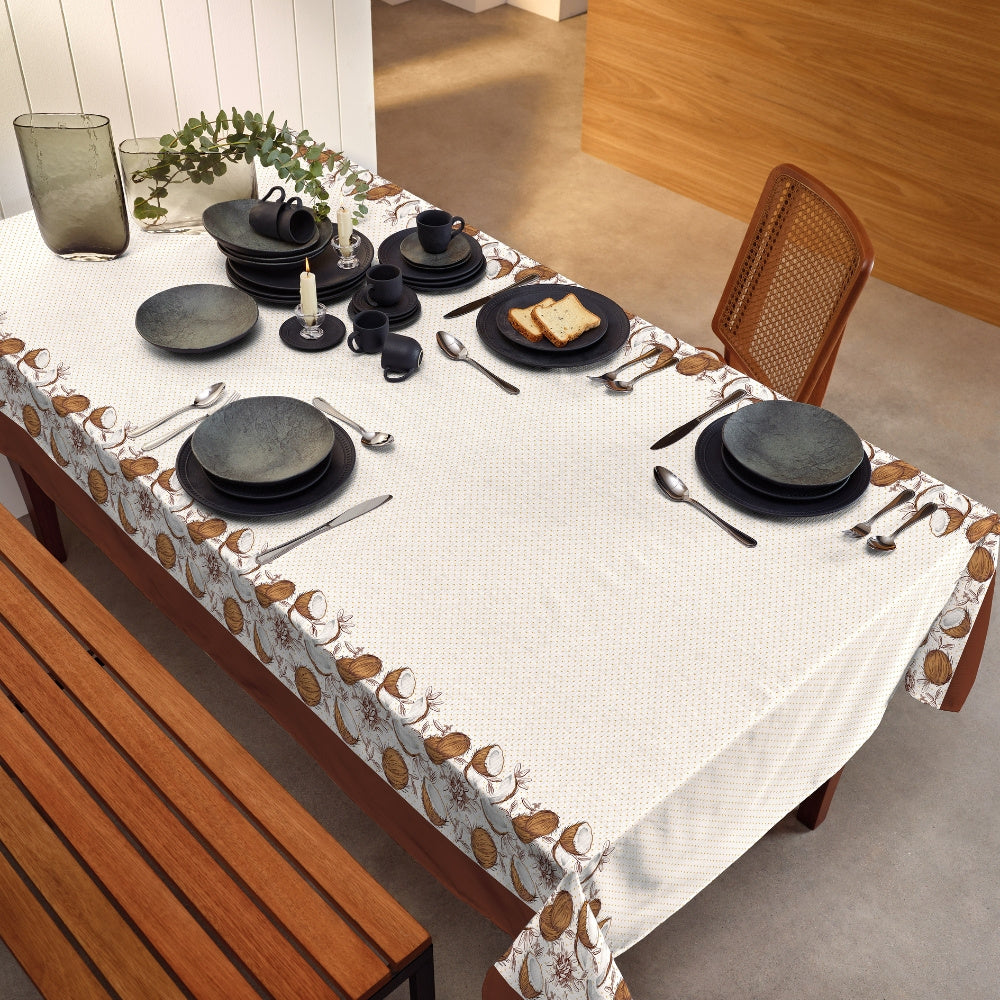 Toalha de Mesa 6 Lugares Elegance 1,40x2,20m Estampada Cocos